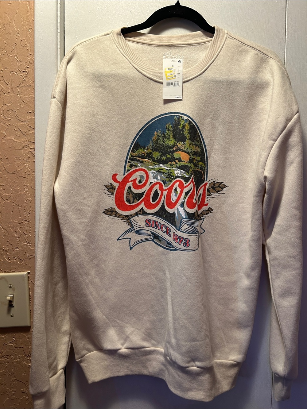 Hybrid Apparel Cream Crewneck with Coors Graphic